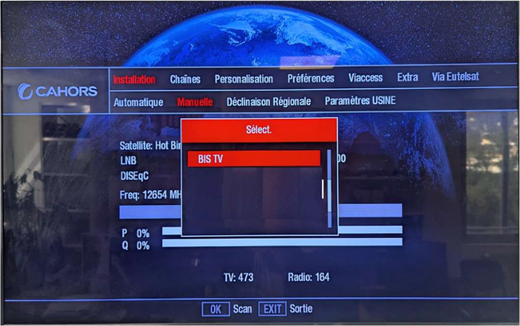 Menu BIS TV Cahors Veox